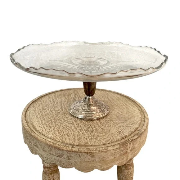 VINTAGE➕Revere Silversmiths Glass Cake Pedestal